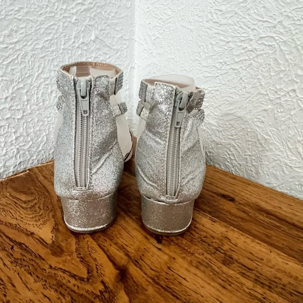 Silver Strappy Girl’s  Sandals with Sparkle